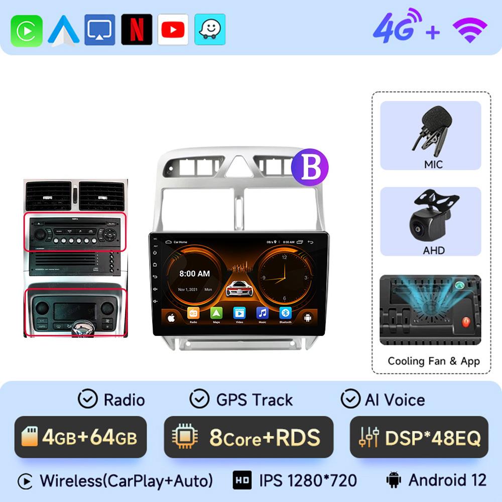 JIUYIN Car Radio For Peugeot 307 307CC 307SW 2002 - 2013 wireless CarPlay Android Auto car intelligent systems No 2 din 2din DVD