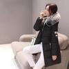 Women's Autumn Winter Fashion Casual Cotton Jacket Fur Collar Warm Thick Overcoat Slimming Long Hooded Parka Coats
