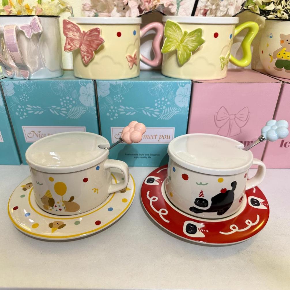 Mug Ceramic Cup Water Cup Cute Coffee Cup Saucer Set Nordic Ins Simple and Beautiful Girls Cup