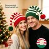 Knitted Christmas Elf Hat with Ears Soft Pom Pom Warm Windproof for Winter Outdoor Xmas Cosplay Party Activities