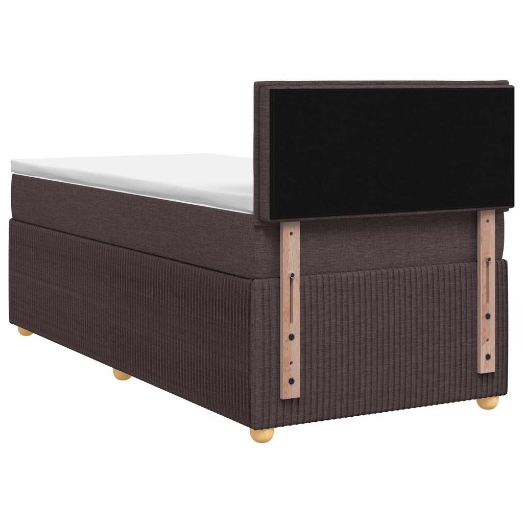 Box Spring Bed with Mattress Dark Brown 90 x 190 cm Fabric