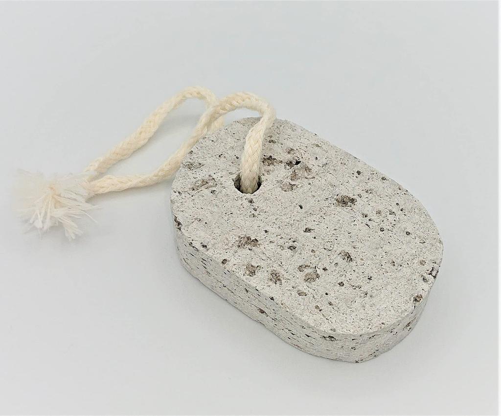 Natural Japanese pumice oval with for exfoliating dead skin stone, shape, string,