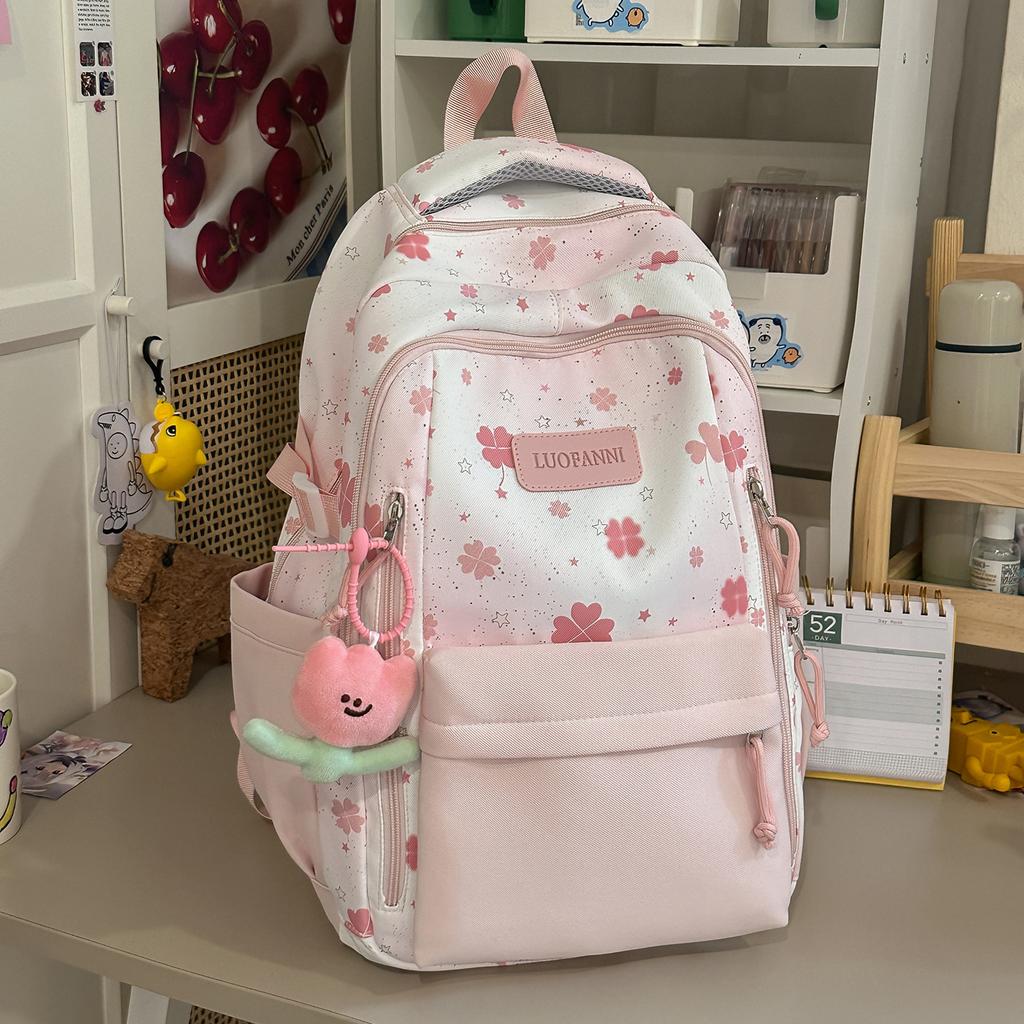 Schoolbag New High-value Ins Wind Smudging Large-capacity Backpack Mori Girl Printed Backpack Junior High School Student Backpack