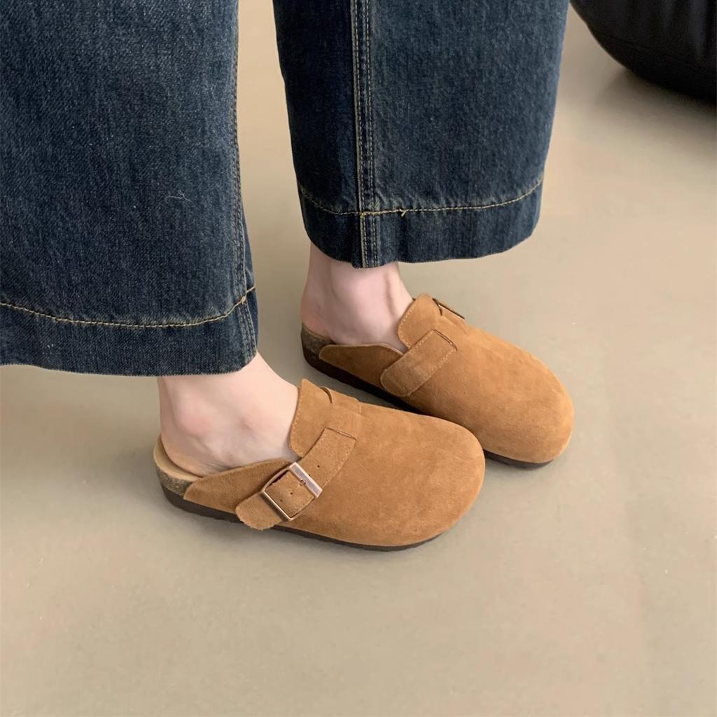 Zhike~ Platform-soled Boken shoes women's spring 2025 new baotou half slippers outer wear height-increasing muffin shoes