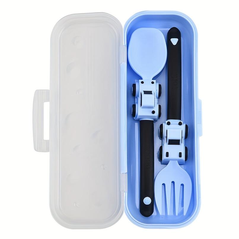 

Youngsters s Simple and Cute Cartoon Sports Car Fork and Spoon Youngsters Youngsters s Fork and Spoon Fruit Independent Eating Cartoon Tableware 1set світло-синій колір