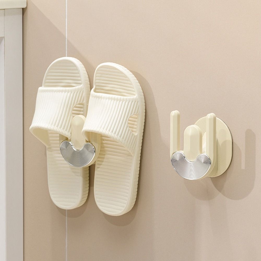2Pcs No Punching Slippers Rack Wall Mounted Shoe Drying Rack Fashion Slipper Hook  Hallway