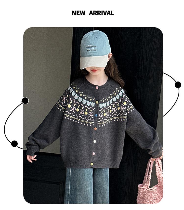 Girls' Korean-Style Knitted Cardigan: 2025 Autumn/Winter Fashion Coat for Children