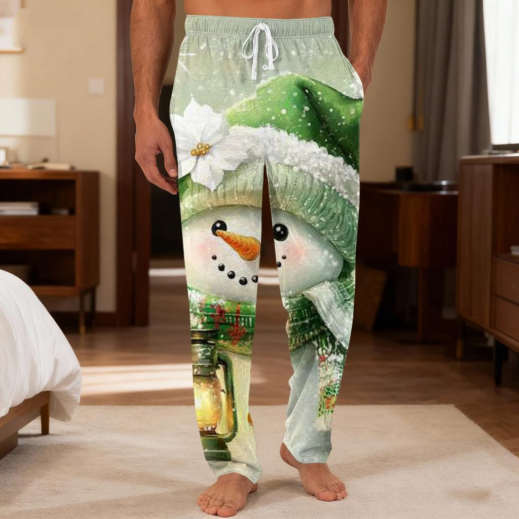 Herre Ensfargede Strikkede Ensfargede Lomme Fritidsbukser Hjem Pyjamasbukser