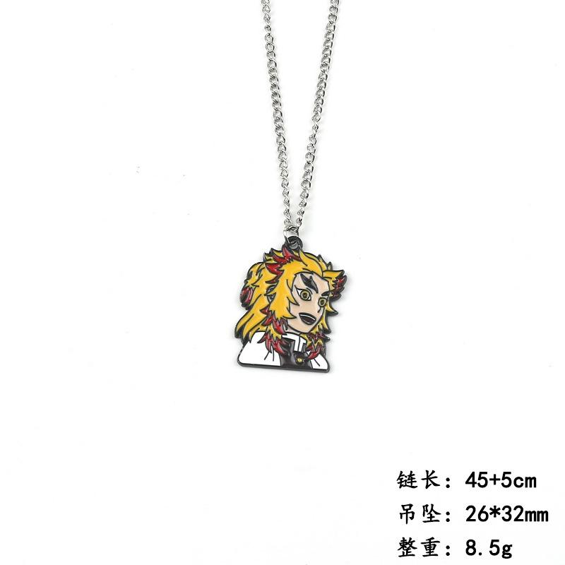 Cosplay Anime Accessory Kimetsu No Yaiba Pendant Necklace Tanjiro Kamado Spray Paint Oil Drop Alloy Charm Jewelry