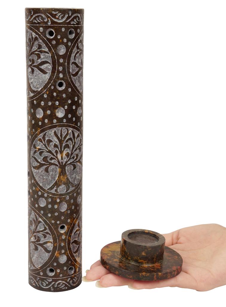IBA Indianbeautifulart Ručně vyráběný kamenný hořák na vonné tyčinky | Držák na svíčku | Hořák na čajovou svíčku, perfektní vyřezávání stromu pro darování
