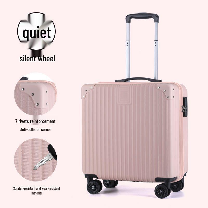 Women's 18" Mini Student Carry-on Suitcase, Aluminum Frame, 20" Compression-Resistant Trolley Case