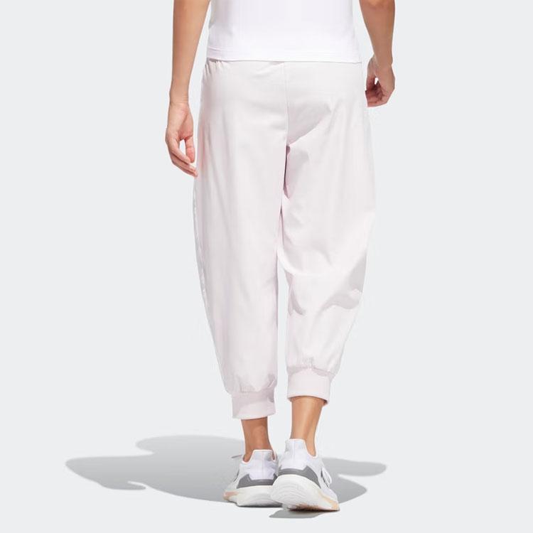 Adidas Solid Color Striped Tapered Woven Retro Sports Pants Women Pink HF2506