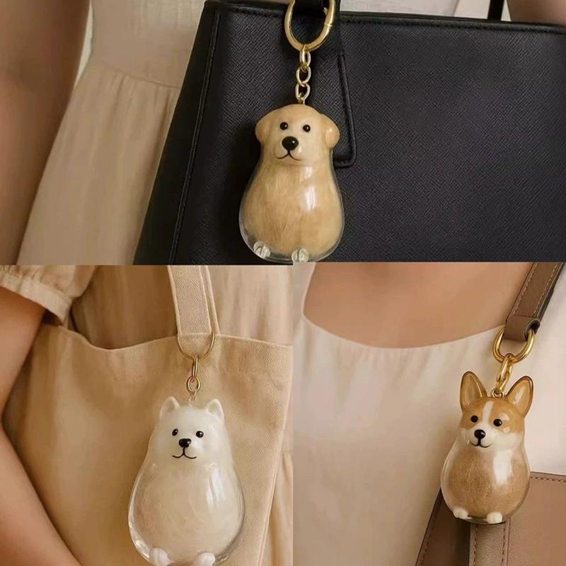 Dog Hair Storage Cute Pendant Keychain Bag Pendant Couple Car Key Chains Jewelry Souvenir Collection Gift Decoration Accessories