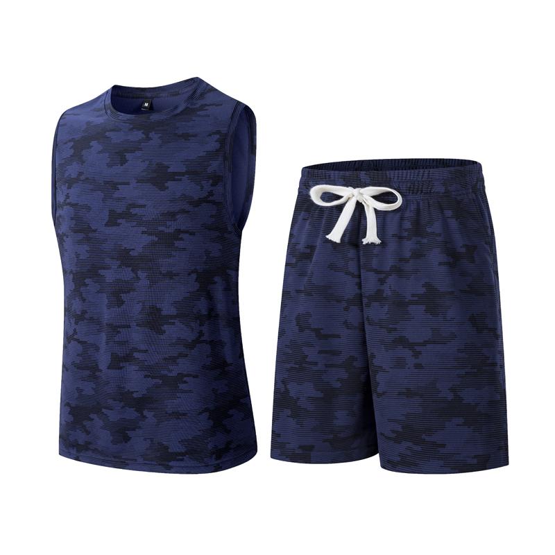 Summer Casual Sports Suit Men's Short Sleeved Lightweight Quick Drying Ice Silk Two-piece Set