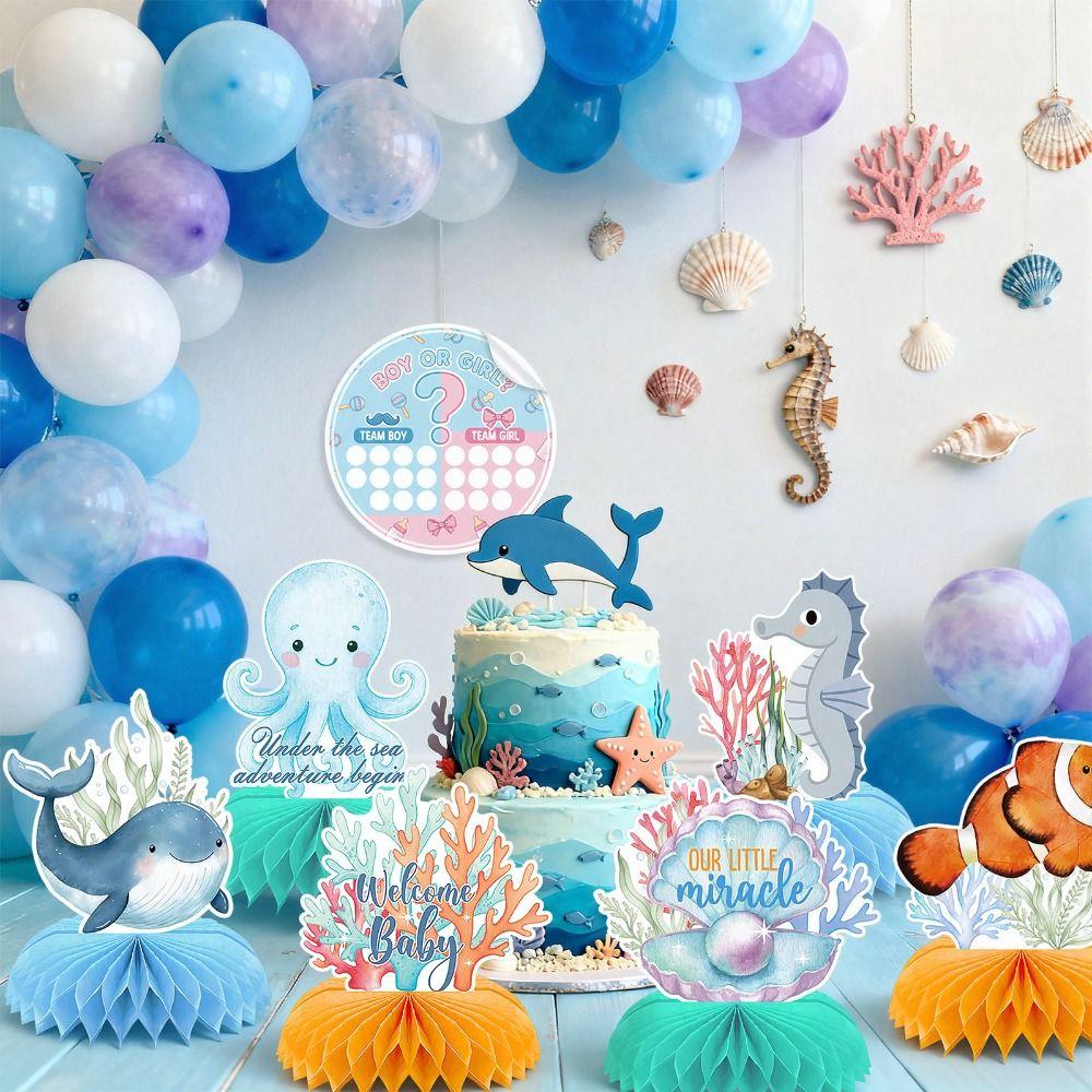 10PCS Set Ocean Animals Centerpieces Under the Sea Decorations  for Gender Reveal Birthday Party
