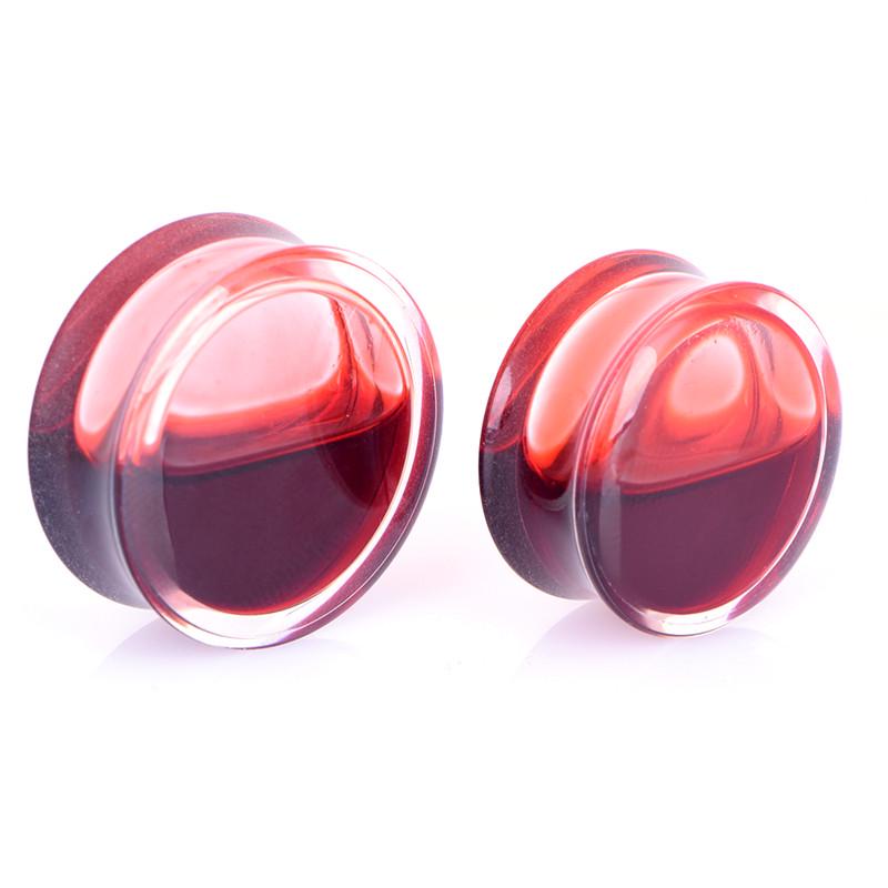 Blood Red Liquid Filled Ear Plugs Flesh Tunnels Earrings Saddle Gauges Jewelry