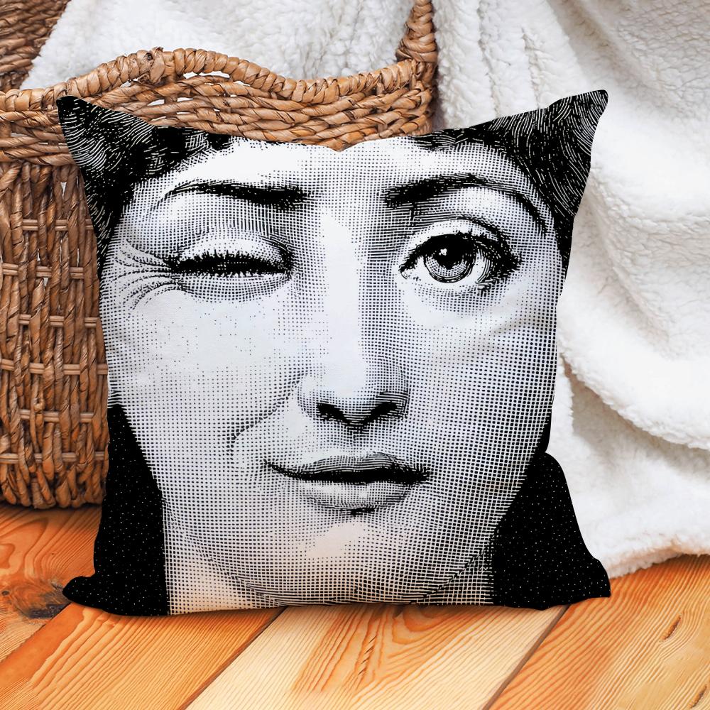 Polyester Girl Face Cushion Cover Beauty Pillow Case Home Cushion Cover Suitable For Office Sofa Car Suitable For All Seasons