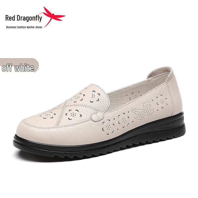 Red Dragonfly Women s Black Summer Hollow-Out Genuine Leather Flats 35