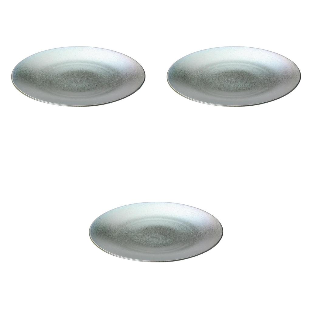 Set of 3 Black 22cm Round Plates x Round Plates Setomonohonpo [22.2 2.3 cm] (Extra Large)