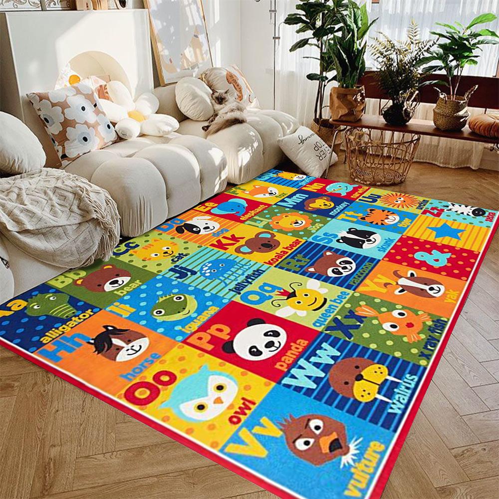 Fun Animal Fruit Number Play Mat NonSlip Educational Rug for Kids Nursery Living Room Learning Floor Carpet