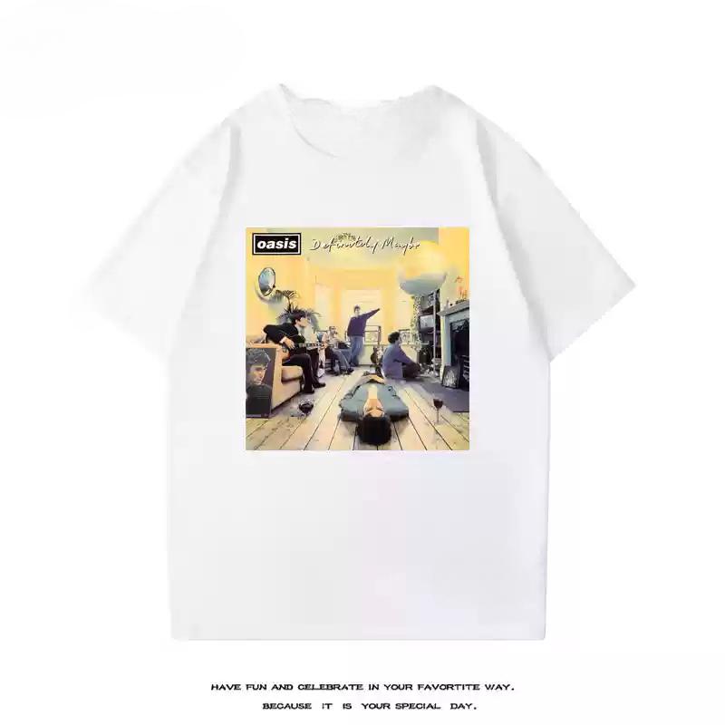 2024 Oasis Short Sleeve T-shirt Men's Spring/summer New Cotton Rock American Retro Rock Perimeter Casual Half Sleeve