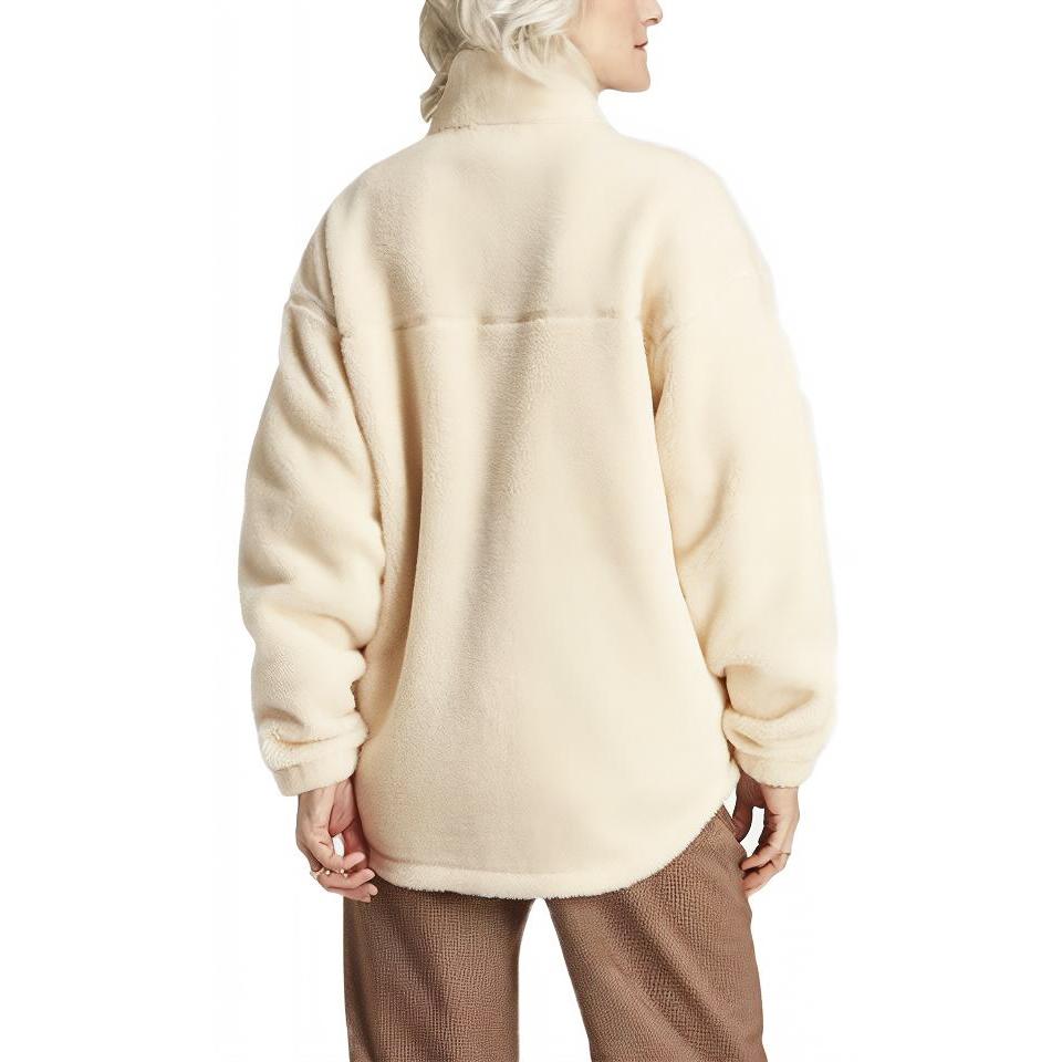 Adidas Originals Premium Essentials Overshirt With Stand Collar Long Sleeve Sweatshirt Women Tops Magic-White IM3899