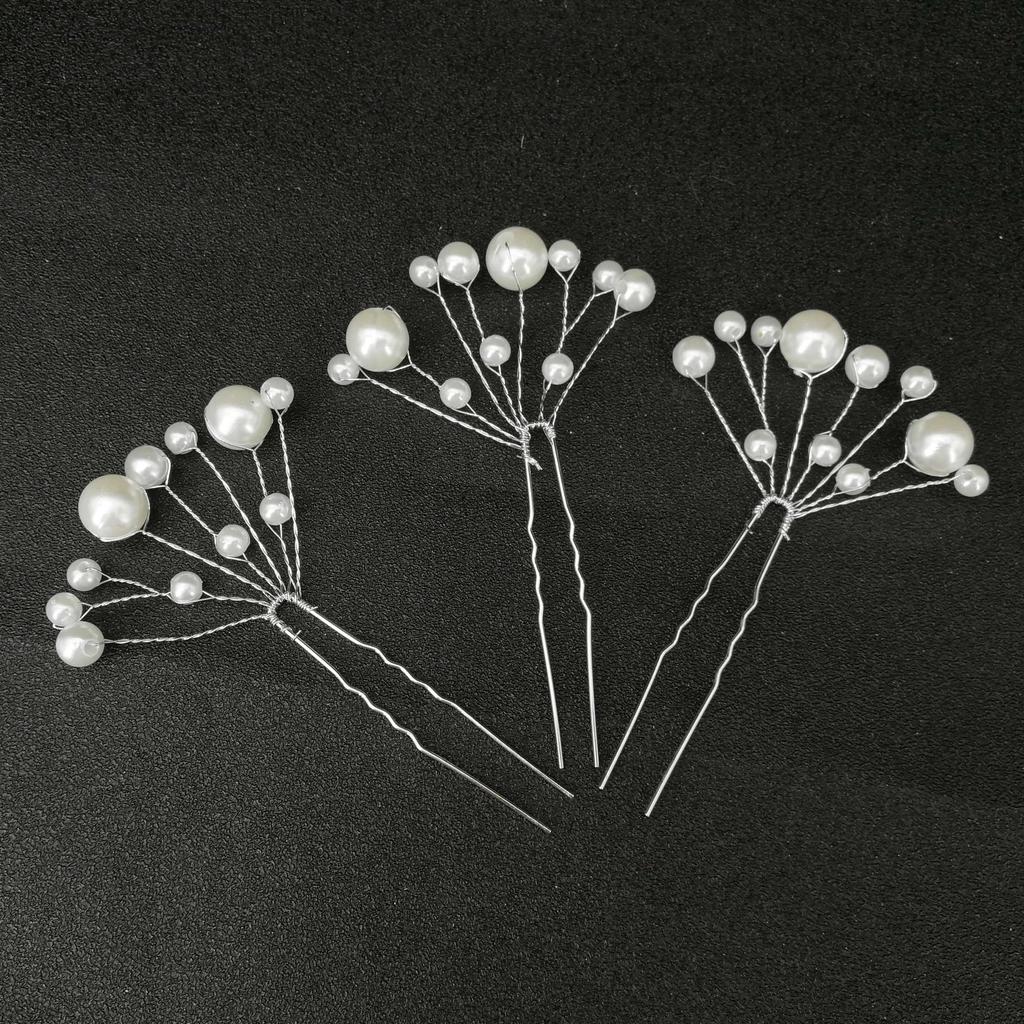 Simulated Pearls U-shaped Hair Pins Handmade Metal Clip Pins Women Girls Bridal Hair Accessories Wedding Hairstyle Design Tools