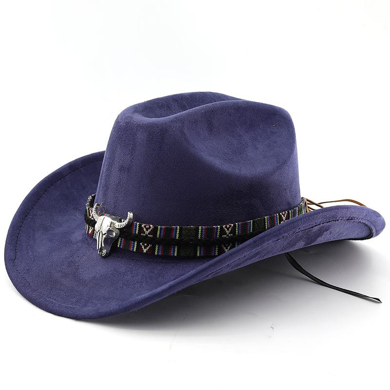 Classic suede brim western cowboy hat for men and women - outdoor travel hat with rolled brim, ethnic style fedora, felt hat