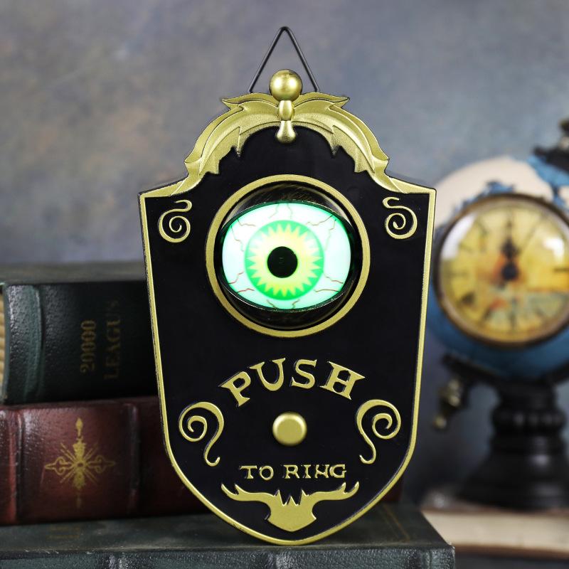 Halloween One-eyed Doorbell Decoration Electric Light-emitting and Sound-emitting Eyeball Doorbell Secret Room Prank Prop