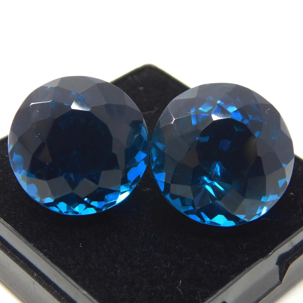 A+ CERTIFIED Blue Sapphire 55Ct Round Cut Loose Gemstone Pair for Jewelry Making