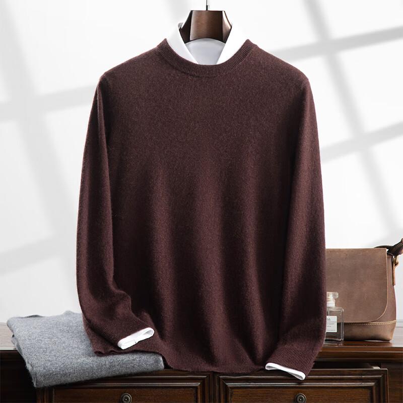 Fanzhen Men's Cashmere Blend Round Neck Sweater