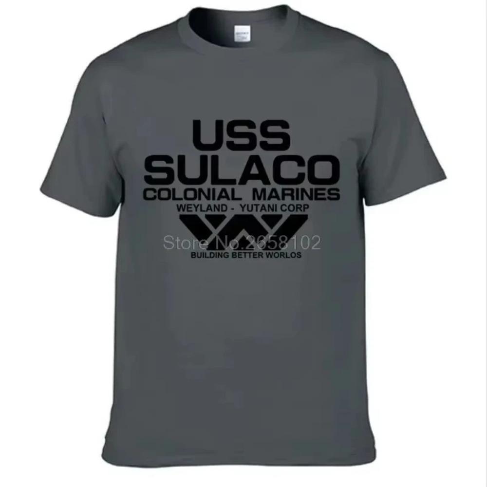 

Футболка Alien USS Sulaco Colonial Marines Aliens Off World с коротким рукавом, мужская хлопковая футболка с круглым вырезом XXL