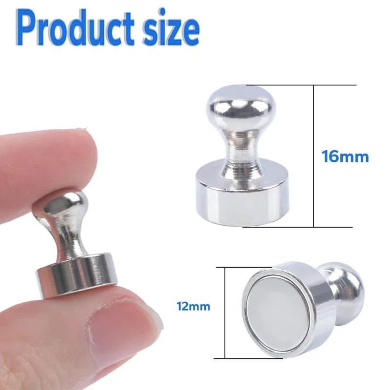 Small Fridge Magnet Pushpins Sucker Strong Neodymium Magnetic Thumbtack Metal Magnet Push Pin for Whiteboard Office School Map