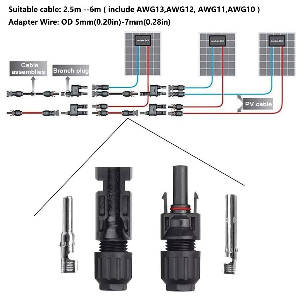 5 Pairs Waterproof Solar Connectors with 2pcs Spanner Solar PV Connector Solar Panel Connector