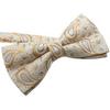 [Bowties.jp] Cream Paisley Pre-Tied Bow Tie, Adjustable Hook-Fastening Easy-Wear Bowtie, Elegant Traditional Formal Necktie for Men