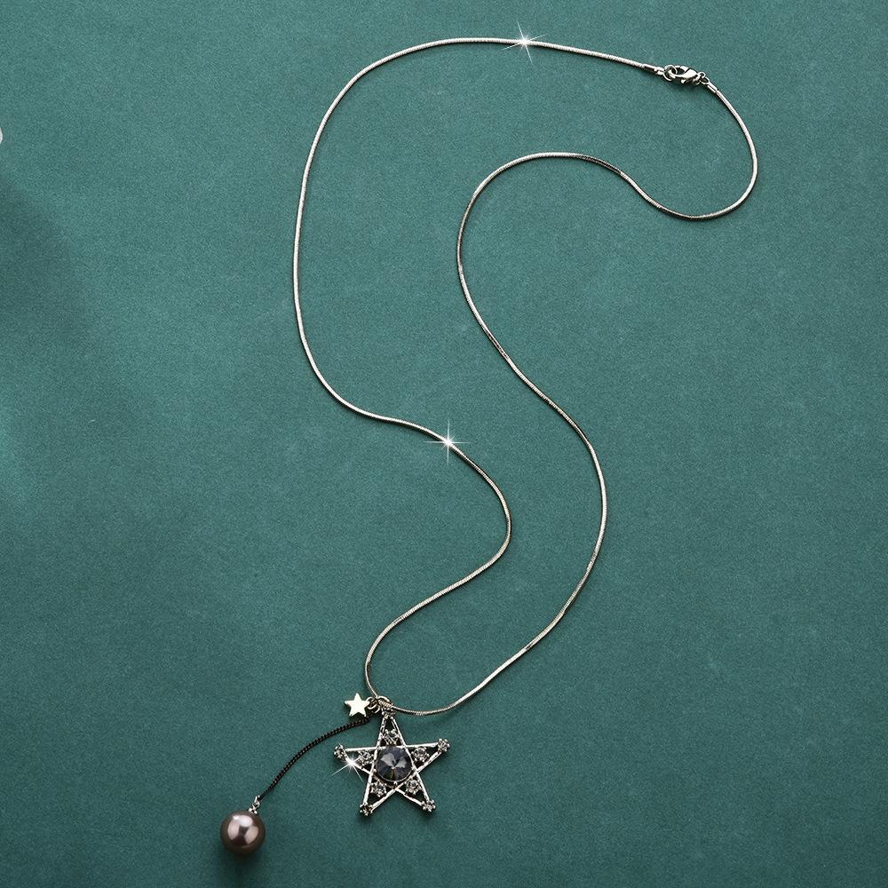 Nouvelle mode étoile chemin quatre saisons chaîne Zircon étoile petite perle sautoir chaîne de chandail