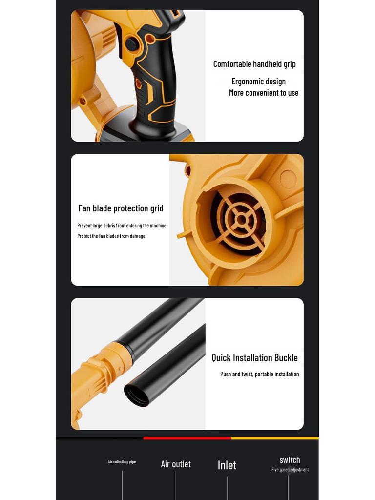 High-Power Rechargeable Lithium-Ion Blower and Vacuum Cleaner with Free Shipping
