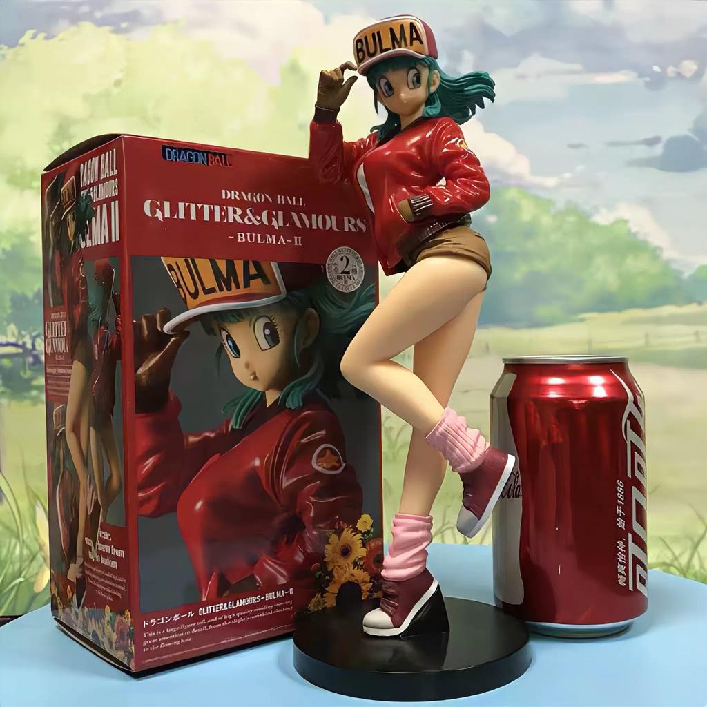 Anime Motorcycle Bulma Green And Red Coat Handmade Ornament Sculpture 26Cm