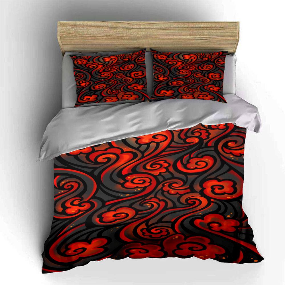 Red Swirling Cloud Patterns. Bedding Sets Duvet Cover Sets Duvet Covers Pillowcases(1*Duvet Cover 2*Pillowcases Without Duvet Insert)
