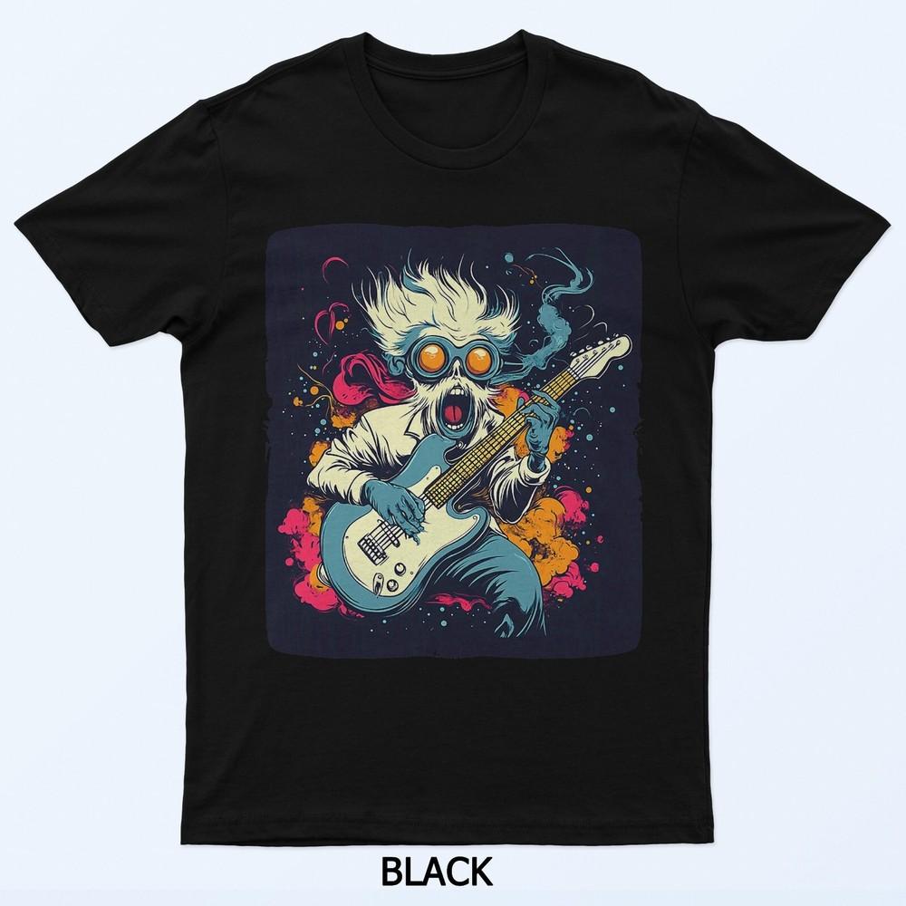 

Vibrant Crazy Scientist and Guitar Combo for a Rock Vibe T-Shirt M