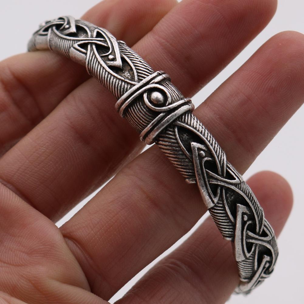 Mythical Pirate Viking Open Cuff Bracelet With Wolf Head Vintage Jewelry