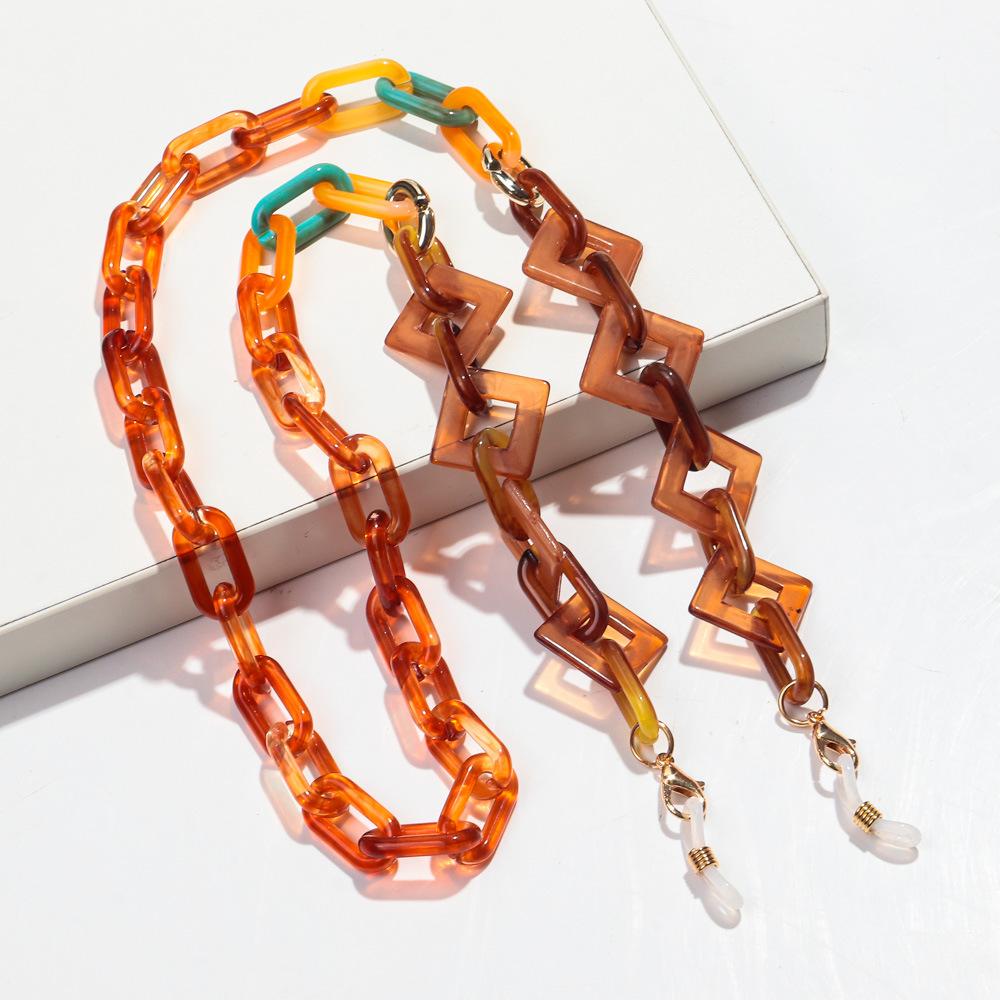 Chaîne de lunettes colorée en acrylique de 70 cm pour femmes Mode Géométrique Cordon Lanière Sangle Chaîne suspendue Accessoires Lunettes de soleil
