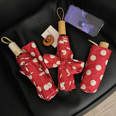 Red Polka Dot Umbrella, Women's, Fully Automatic/manual Sun Umbrella, Dual-purpose Sun and Sun Protection, Folding Umbrella