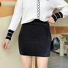 Mink Velvet Hip Skirt Women's Autumn and Winter New High Waist Slim Skirt Without Slit Hip Skirt