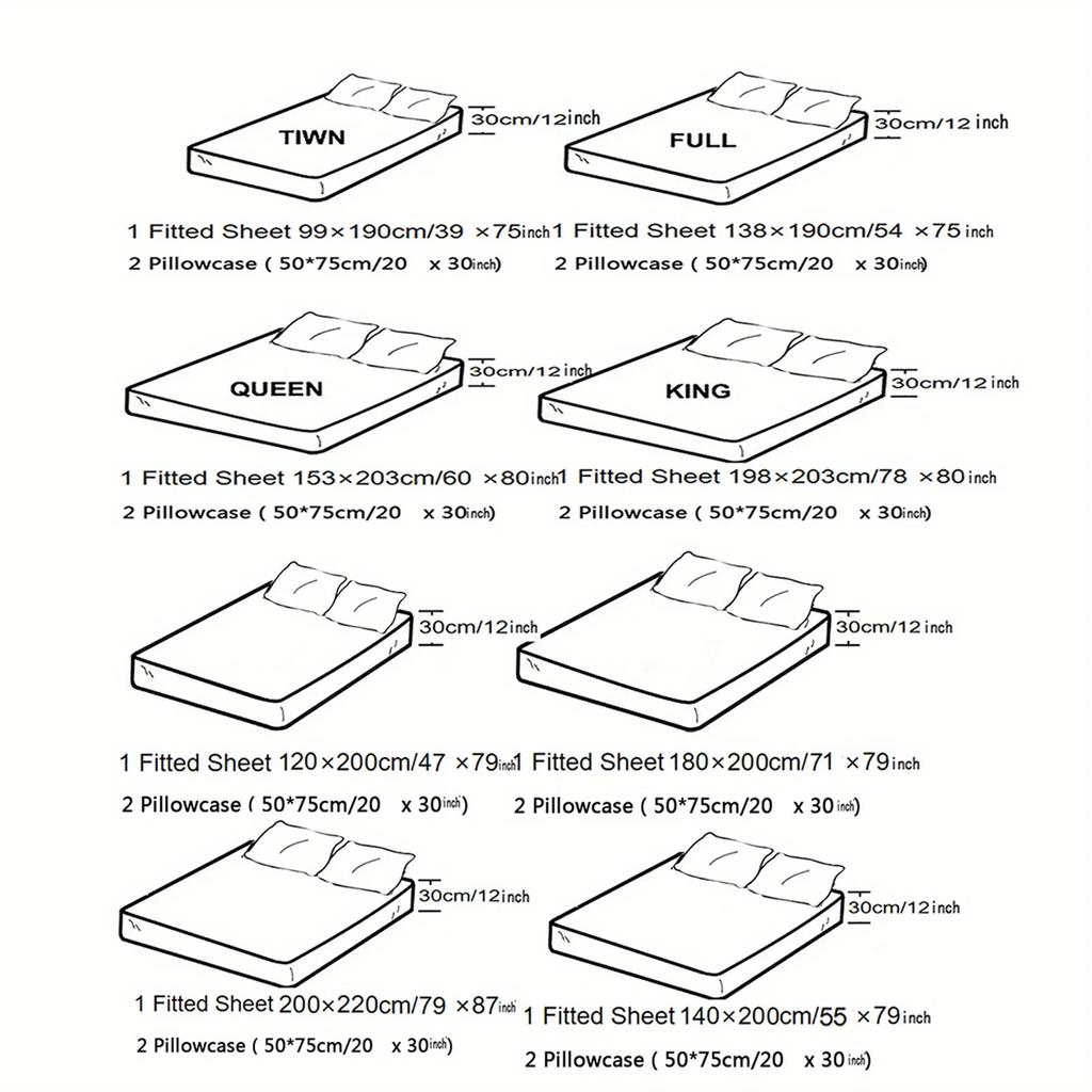 Christmas Gift Santa Claus Digital Print Bed Sheet & Pillowcase Set, Sanded Polyester, Fitted Sheet with Deep Pocket 30-34cm