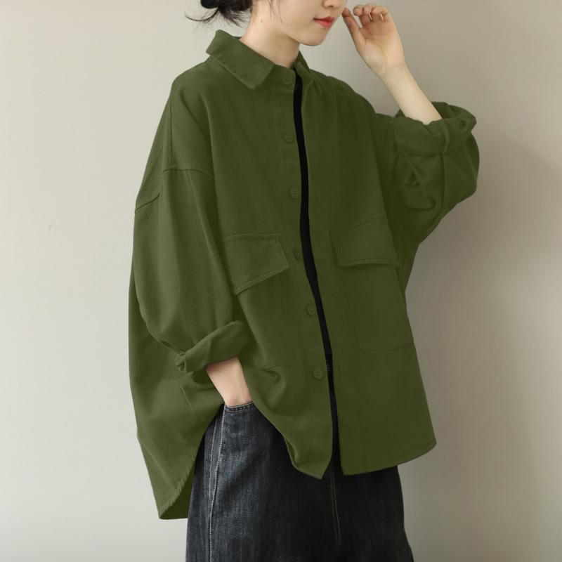 ZANZEA Chemise Classique à Manches Longues et Col Revers Décontractée pour Femme