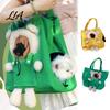Canvas Cat Carrier Bag Purse, Front & Side Head Hole, Plush Bear Puppy Outdoor Pet Carrying Purse Tote, Portable Shoulder with Safety Buckle for Cats