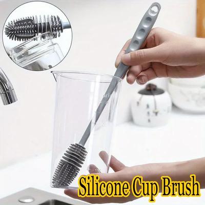 Silikon-Milchflaschenbürste Tassenreiniger Glasreiniger Küche Langer Griff Getränkeflasche Glasbecher Reinigungsbürste