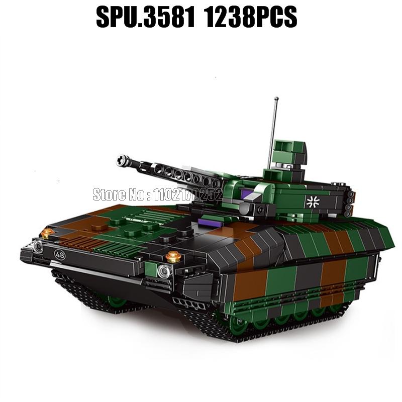 Xb06042 1238pcs Military Ww2 Schutzenpanzer Germany Infantry Fighting Vehicle Tank Army Weapon Boy Building Blocks Toy
