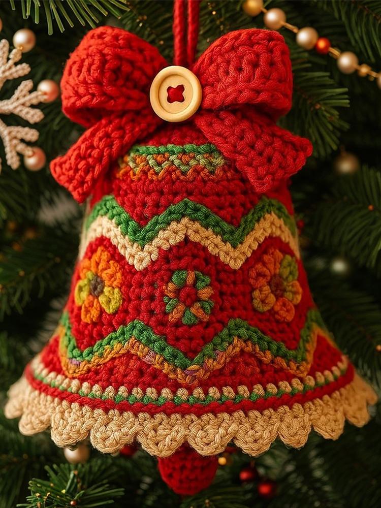 Santa Claus Bell Ornament DIY Crochet Knitting Material Kit Handmade Holiday Crochet Accessories Easy Knitting Kit for Beginners
